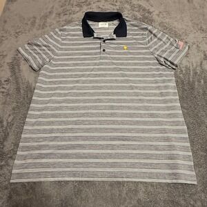 Lacoste Sport Mens 3XL‎ Polo Shirt Grey Striped Golf Trophy USA Presidents Cup